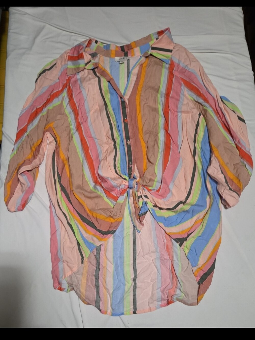 Umgee women's large colorful striped button Blouse #30